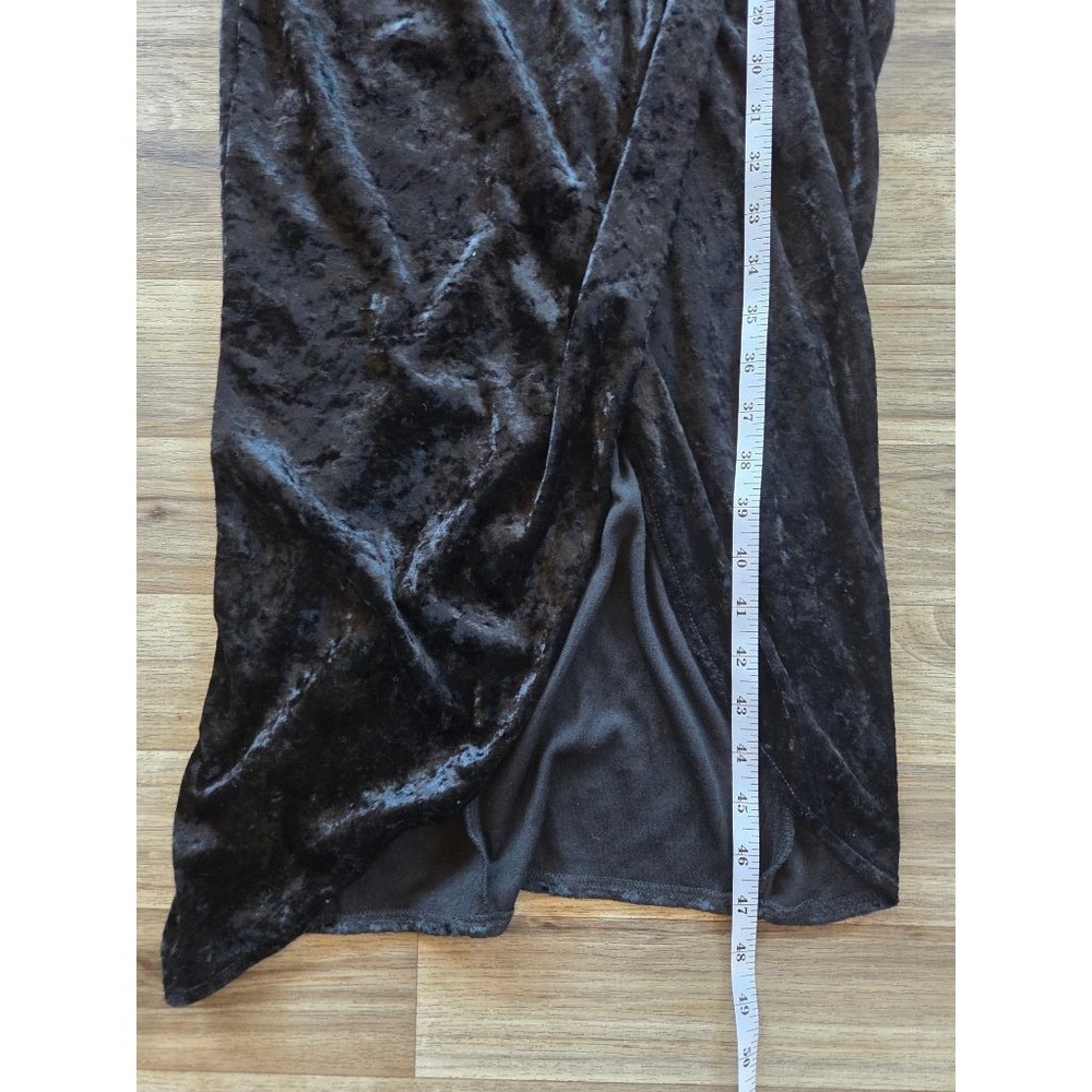 VTG All That Jazz Crushed Velvet Maxi Dress S Beaded Whimsigoth Wrap Slit Black - Picture 12 of 12
